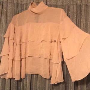Zara chiffon ruffle blouse